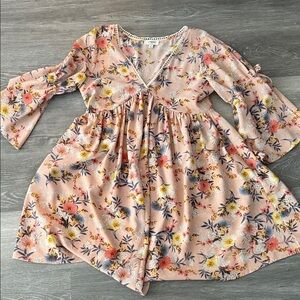 Umgee womens Floral Dress with Bell Sleeves